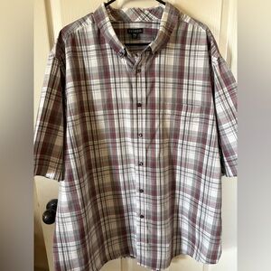 George Men's Short-Sleeve Plaid Button-Down Shirt - Gray & Red